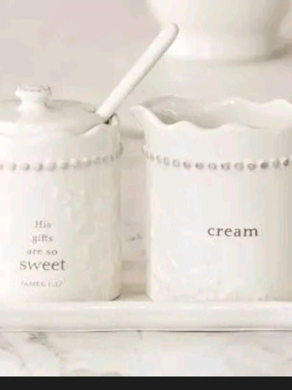White Ceramic Sugar & Cream Set